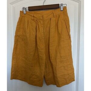 Peter Martin Womens Shorts Size 8 High Waist 100% Linen Pockets Trousers Vintage